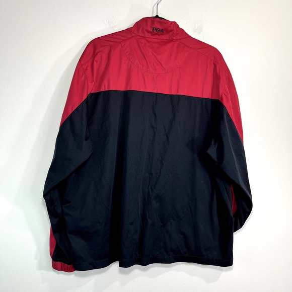 PGA Authentic Golf Red + Black Quarter Zip‎ Windbreaker Large - Picture 3 of 7